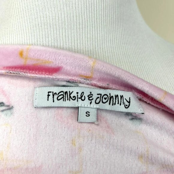 Frankie & Johnny S Pink Flamingo Velour Pajama Set Soft Shirt Jogger Pants - Picture 7 of 8